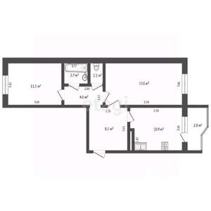 2-к квартира, вторичка, 55м2, 9/10 этаж