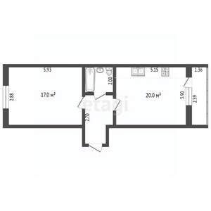 1-к квартира, вторичка, 51м2, 9/9 этаж