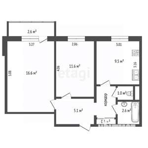 2-к квартира, вторичка, 50м2, 2/10 этаж