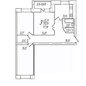 3-к квартира, вторичка, 77м2, 4/9 этаж