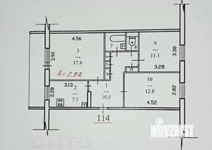 3-к квартира, вторичка, 64м2, 1/5 этаж
