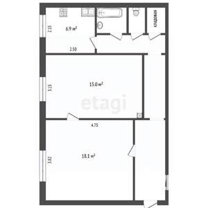 2-к квартира, вторичка, 61м2, 3/4 этаж
