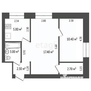 2-к квартира, вторичка, 42м2, 4/5 этаж
