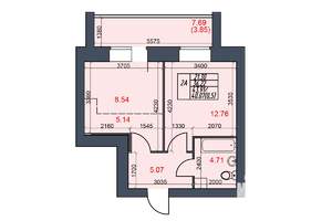 1-к квартира, строящийся дом, 40м2, 2/10 этаж