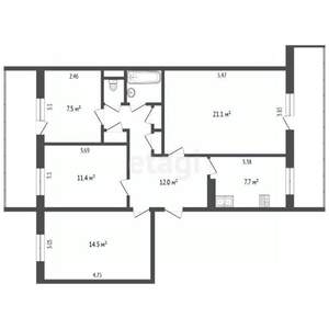 4-к квартира, вторичка, 79м2, 3/5 этаж