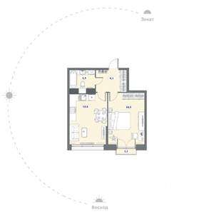 1-к квартира, сданный дом, 45м2, 15/16 этаж