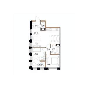 2-к квартира, вторичка, 65м2, 6/17 этаж