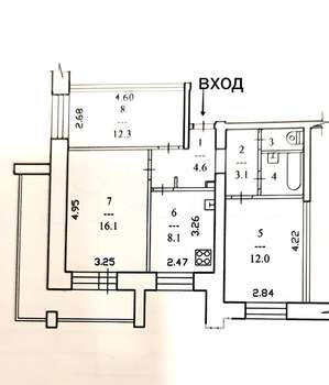 3-к квартира, вторичка, 64м2, 8/9 этаж