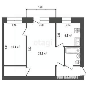 2-к квартира, вторичка, 43м2, 3/5 этаж
