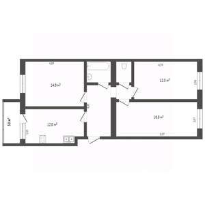 3-к квартира, вторичка, 68м2, 1/10 этаж