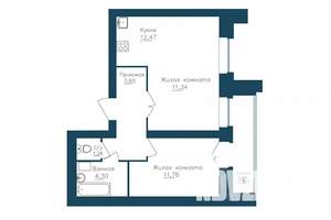 2-к квартира, вторичка, 54м2, 13/16 этаж