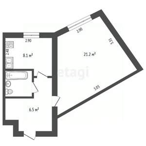 1-к квартира, вторичка, 39м2, 4/9 этаж