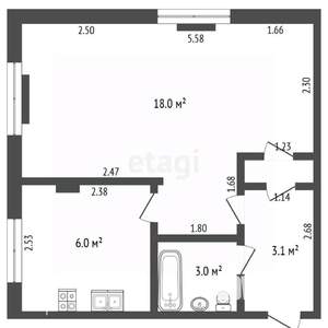 1-к квартира, вторичка, 30м2, 2/5 этаж