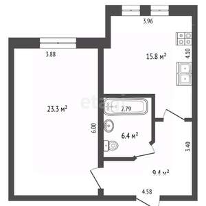 1-к квартира, вторичка, 55м2, 4/5 этаж