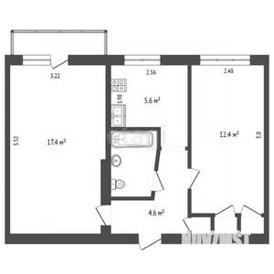2-к квартира, вторичка, 45м2, 5/5 этаж