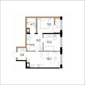 2-к квартира, вторичка, 57м2, 11/17 этаж