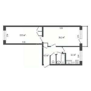 2-к квартира, вторичка, 44м2, 5/5 этаж