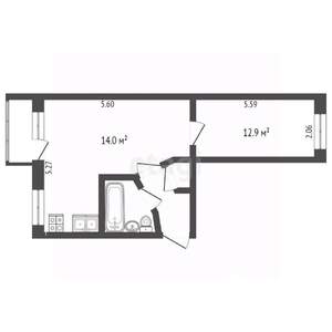 2-к квартира, вторичка, 45м2, 2/5 этаж