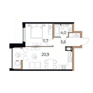 1-к квартира, вторичка, 44м2, 11/17 этаж