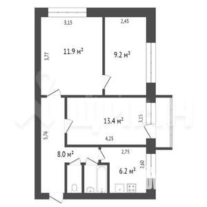 3-к квартира, вторичка, 55м2, 3/5 этаж