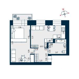 1-к квартира, вторичка, 43м2, 4/6 этаж