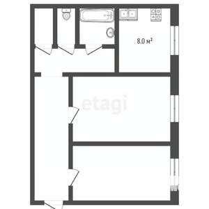 2-к квартира, вторичка, 59м2, 5/5 этаж