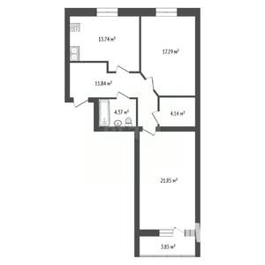 2-к квартира, вторичка, 74м2, 7/11 этаж