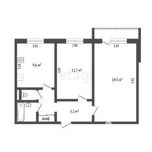 2-к квартира, вторичка, 53м2, 5/5 этаж