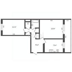 2-к квартира, вторичка, 49м2, 1/5 этаж