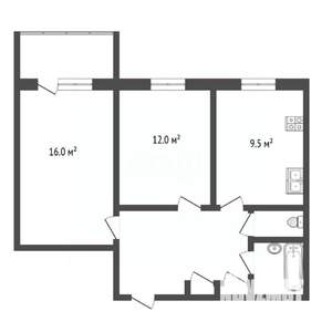 2-к квартира, вторичка, 50м2, 6/10 этаж
