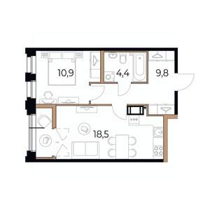 1-к квартира, вторичка, 45м2, 8/17 этаж