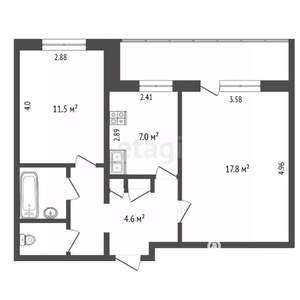 2-к квартира, вторичка, 48м2, 7/10 этаж