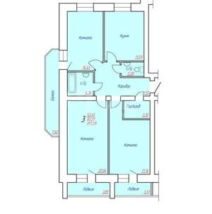 3-к квартира, вторичка, 98м2, 2/11 этаж