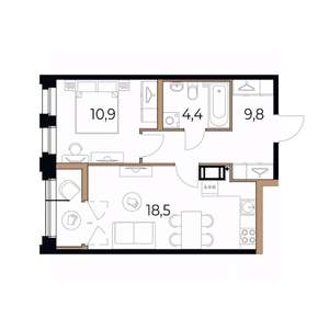 1-к квартира, вторичка, 45м2, 7/17 этаж