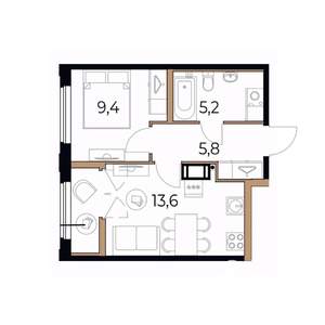 1-к квартира, вторичка, 35м2, 16/17 этаж