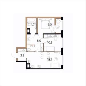 2-к квартира, вторичка, 57м2, 12/17 этаж