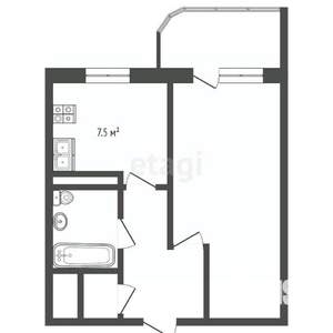 1-к квартира, вторичка, 38м2, 12/16 этаж