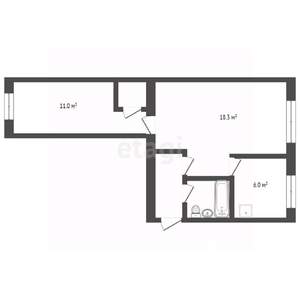 2-к квартира, вторичка, 43м2, 1/5 этаж