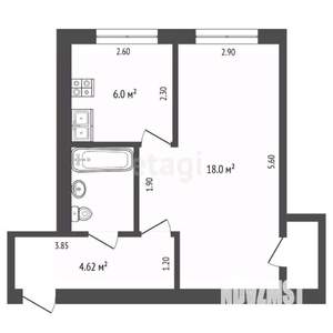 1-к квартира, вторичка, 33м2, 4/5 этаж