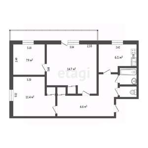 3-к квартира, вторичка, 51м2, 5/9 этаж