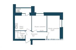 2-к квартира, вторичка, 57м2, 7/14 этаж