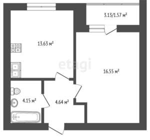 1-к квартира, вторичка, 40м2, 8/8 этаж