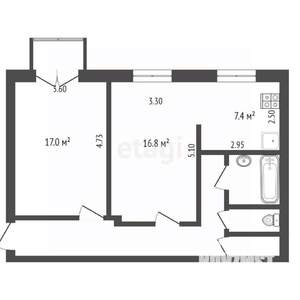 2-к квартира, вторичка, 62м2, 4/4 этаж