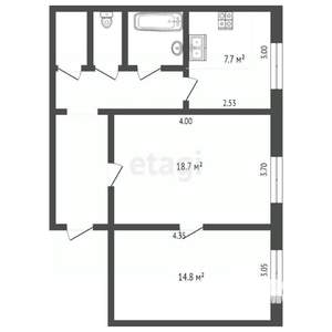 2-к квартира, вторичка, 56м2, 2/5 этаж
