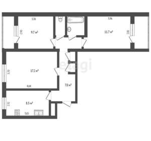 3-к квартира, вторичка, 62м2, 7/1 этаж