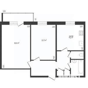 2-к квартира, вторичка, 51м2, 3/10 этаж
