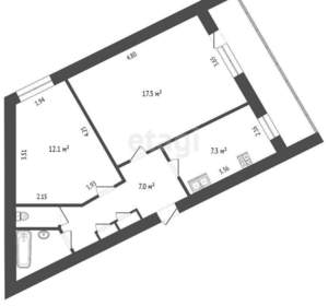 2-к квартира, вторичка, 48м2, 3/13 этаж