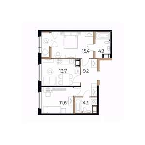 2-к квартира, вторичка, 60м2, 13/17 этаж
