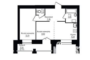2-к квартира, строящийся дом, 48м2, 8/10 этаж