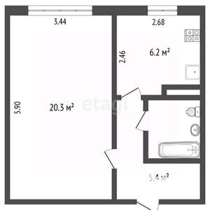 1-к квартира, вторичка, 35м2, 7/9 этаж